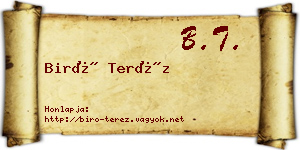 Biró Teréz névjegykártya